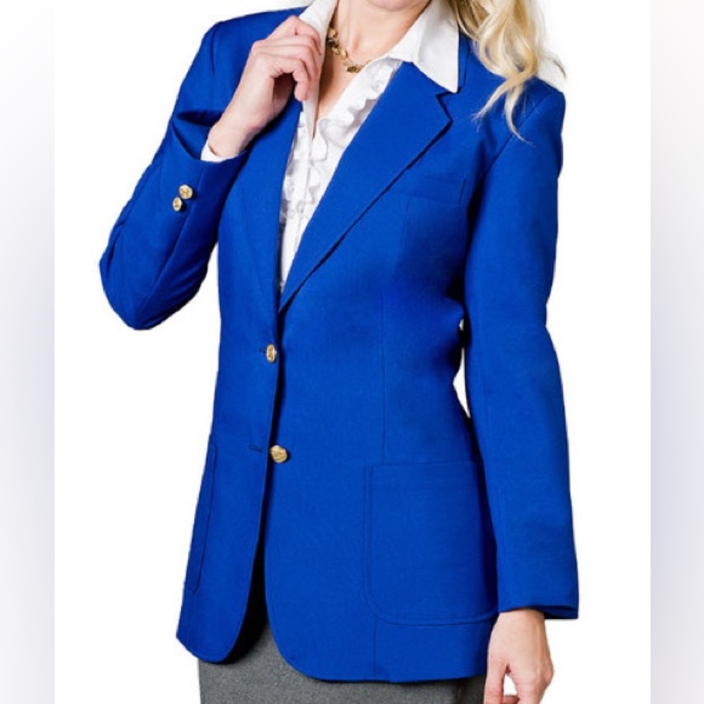 Women’s Executive Apparel Royal Blue Tailored Blazer with Gold Buttons Size 18R